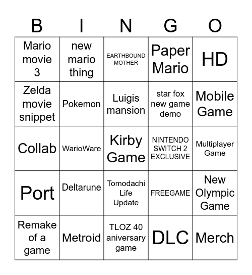 DIRECT Bingo Card