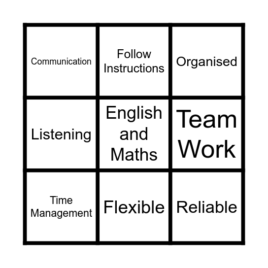 EMPLOYABILITY SKILLS BINGO Card