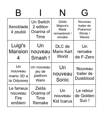 Nintendo Direct 09/06/26 là Bingo Card