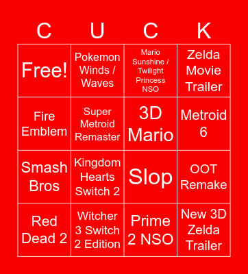 Switch 2 Direct Bingo Card