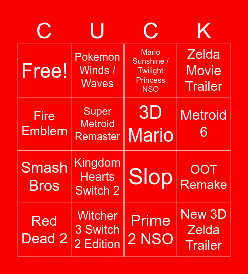 Switch 2 Direct Bingo Card