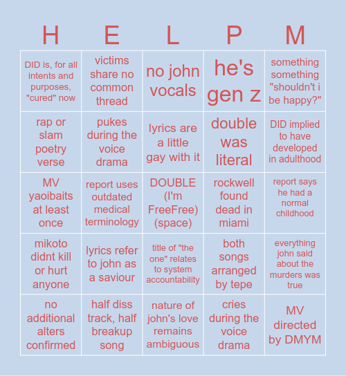MEEP BINGO!!!11!1!!! Bingo Card