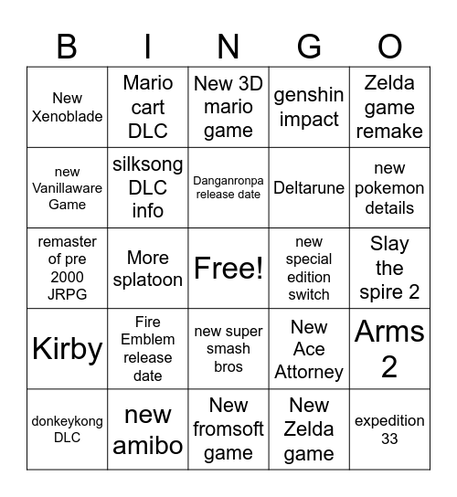 Switch direct Bingo Card