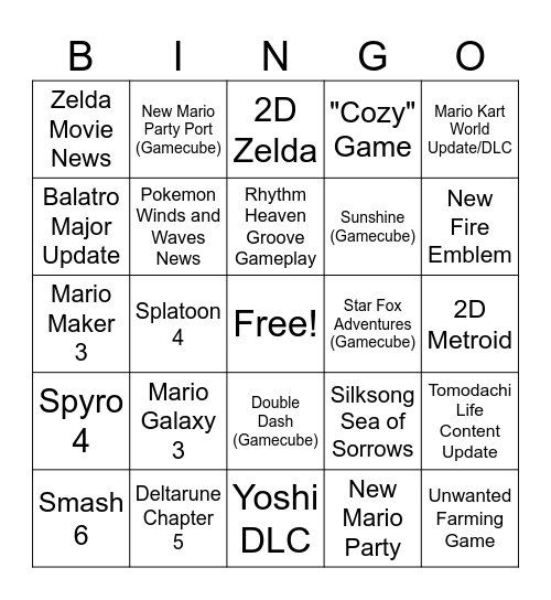 Direct Prediction Bingo Card