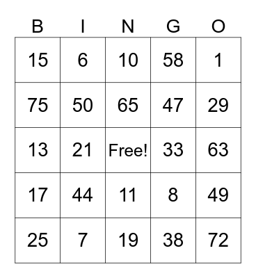 Untitled Bingo Card
