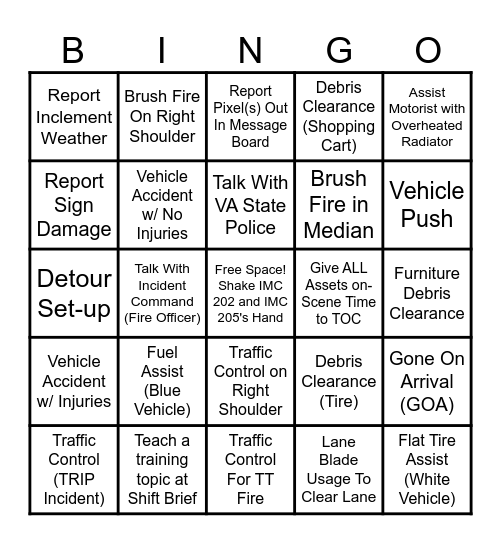 SSP Bingo Card