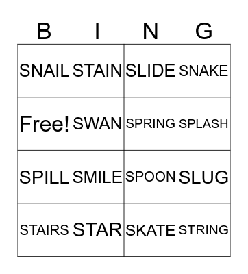 S BLENDS  Bingo Card