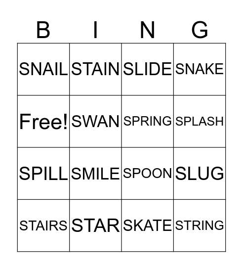 S BLENDS  Bingo Card