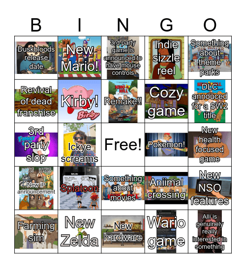 Nintendo Direct Bingo Card