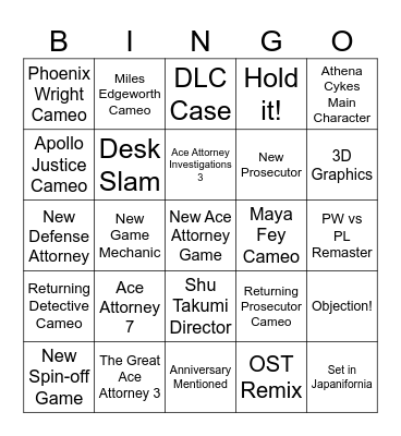 Nintendo Direct AA7 Bingo Card