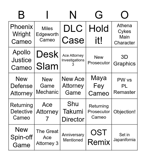 Nintendo Direct AA7 Bingo Card