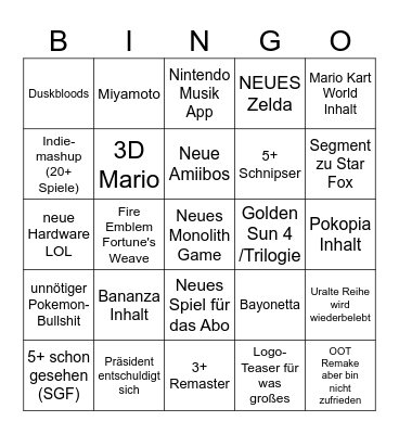 Get (di)rekt Bingo Card