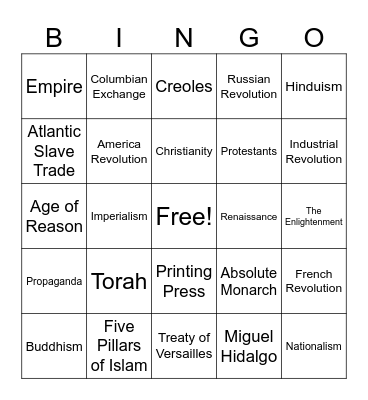 Final Exam Bingo Card