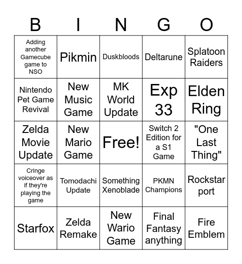 TENDO Bingo Card