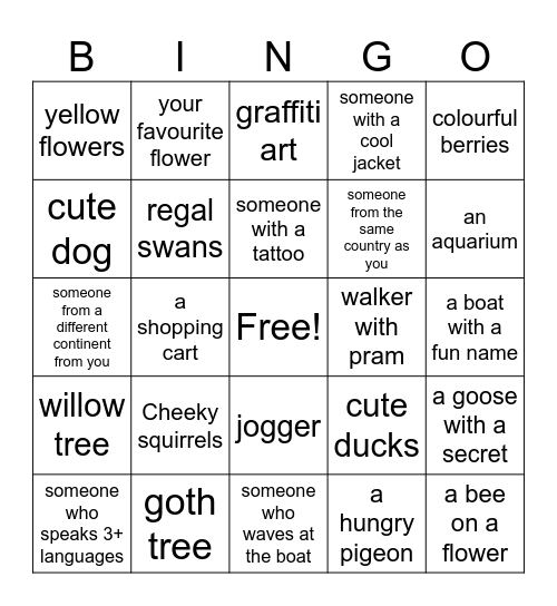 International Bingo Card