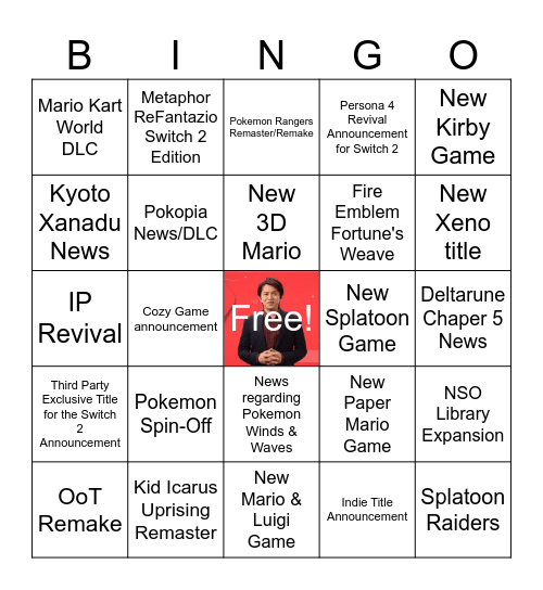 Nintendo Direct 6/9/2026 Bingo Card