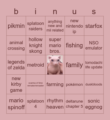 bingus board Bingo Card