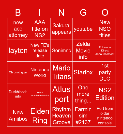Direct 09.06.2026 Bingo Card