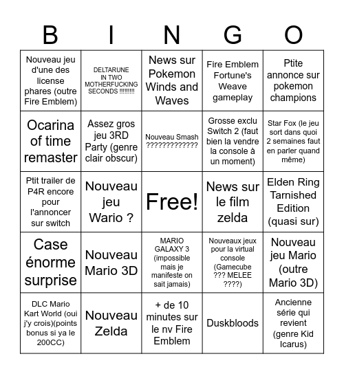 DIRECT BABABABINGOOOOOO Bingo Card