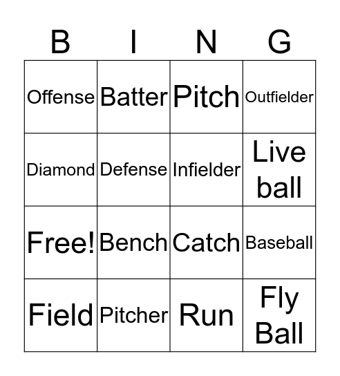 Baseball Bingo  Bingo Card