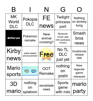 Nintendo Direct - June 2026 Bingo Card