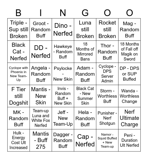 8.5 Bingo Card