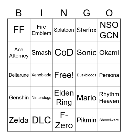 Switch 2 Bingo Card