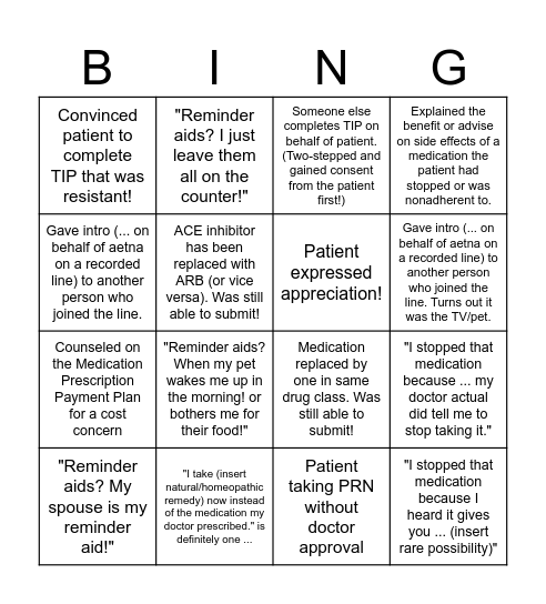 MP Bingo Card