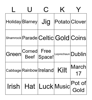 St. Patrick's Day Bingo Card