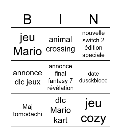 Untitled Bingo Card
