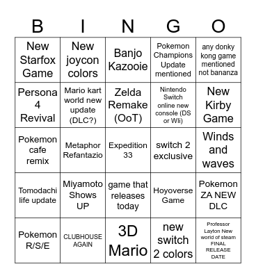 Untitled Bingo Card