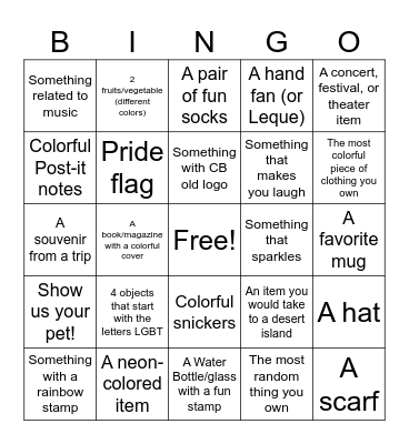 Colorful Bingo Scavenger Hunt - Q2 Coffee Break Bingo Card