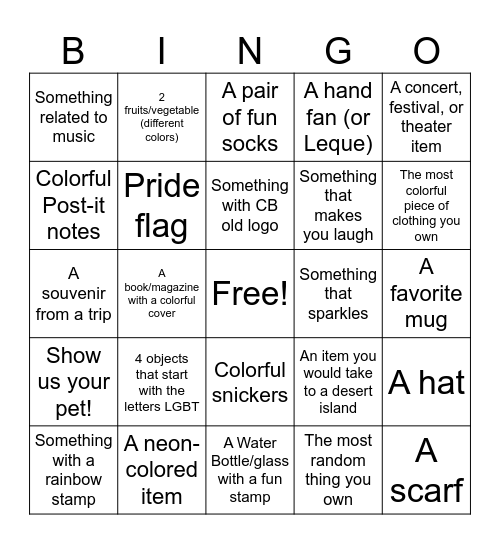 Colorful Bingo Scavenger Hunt - Q2 Coffee Break Bingo Card