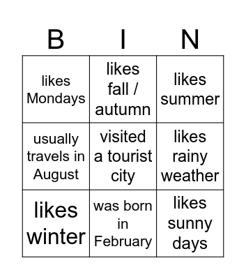 Find someone who ... Bingo Card