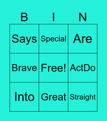 The Shy Monster Bingo Card