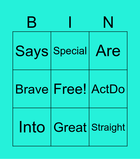 The Shy Monster Bingo Card
