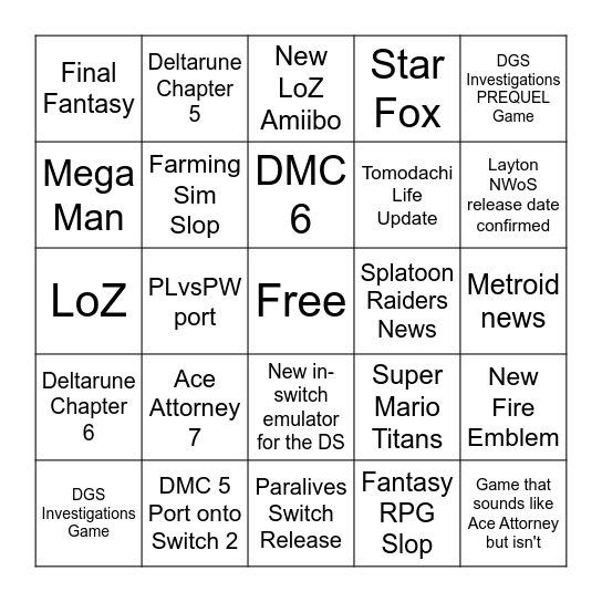 9TH JUNE DIRECT Bingo Card