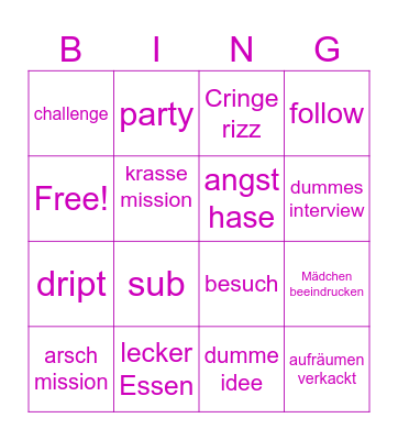 jungs Wg Bingo Card