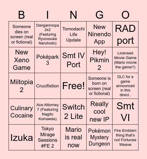 I love gaming 🥹 Bingo Card
