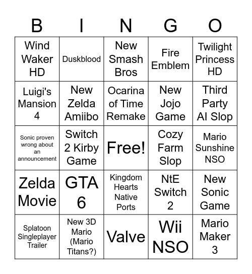 The Realistic Direct Bingo 06/26 Bingo Card