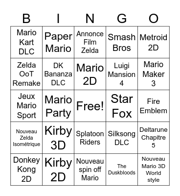 Bingo Nintendo Direct Bingo Card