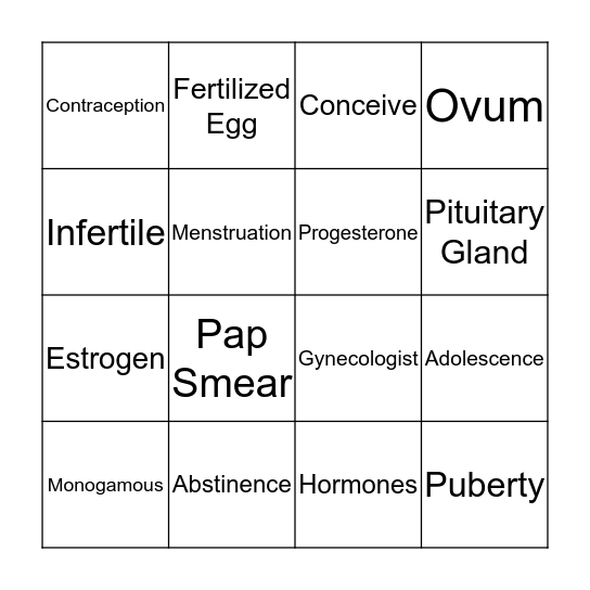 Physical Development Bingo Card