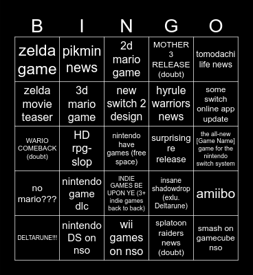 DIRECTSPIRACY 2026 Bingo Card