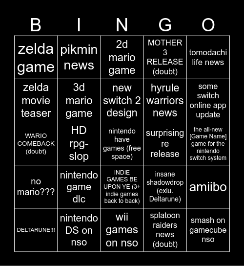 DIRECTSPIRACY 2026 Bingo Card
