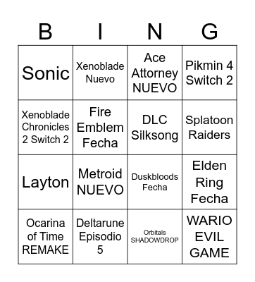 DirE3t Bingo Card