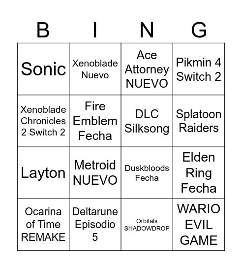 DirE3t Bingo Card