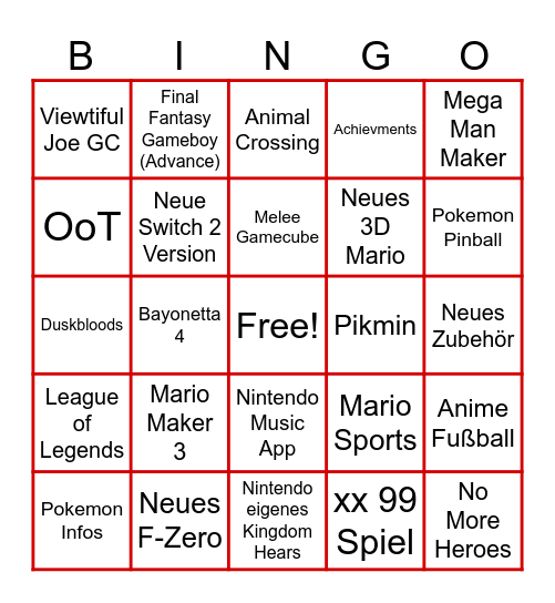 Nintendo Direct 09.06 Bingo Card