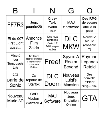 Bingo Nintendo Direct Juin 2026 Bingo Card