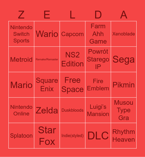 Nintendo Direct June 2026 Bingo Card