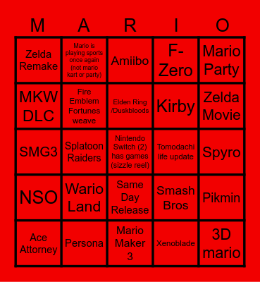 Nintendo Direct June 2026 Edition Bingo Card